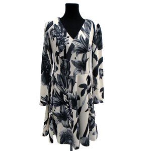 Naoko White & Black Floral A-Line Dress | SZ M